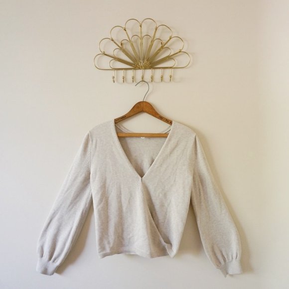 Convertible Wrap Sweater In Oatmeal 